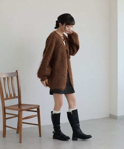 【apres jour clair】アソートレースアップシャギーニット