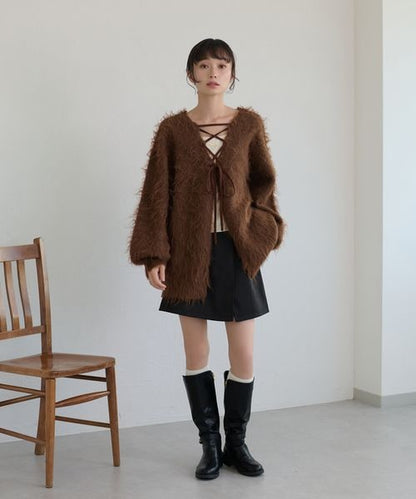 【apres jour clair】アソートレースアップシャギーニット
