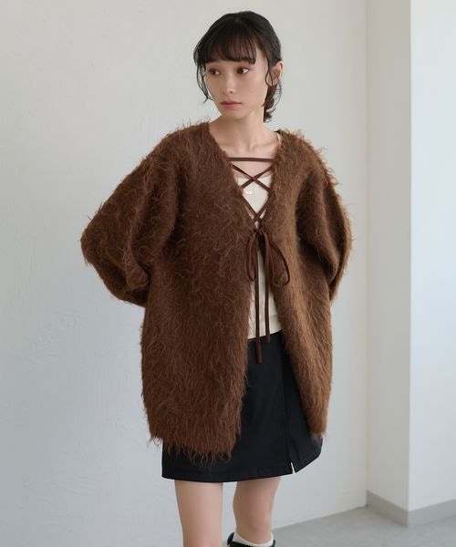 【apres jour clair】アソートレースアップシャギーニット