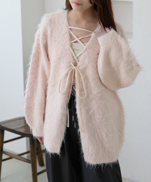 【apres jour clair】アソートレースアップシャギーニット