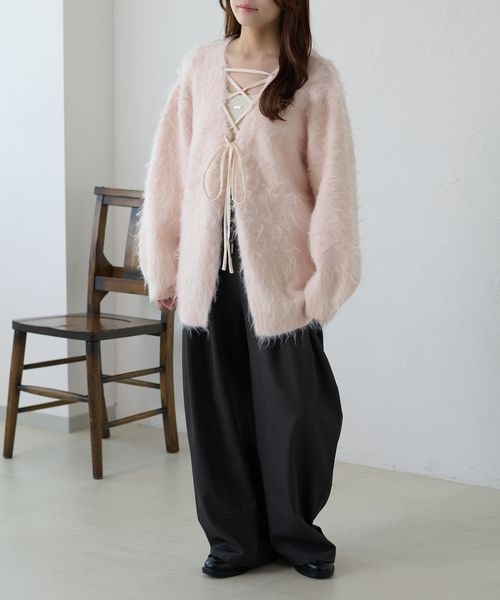 【apres jour clair】アソートレースアップシャギーニット