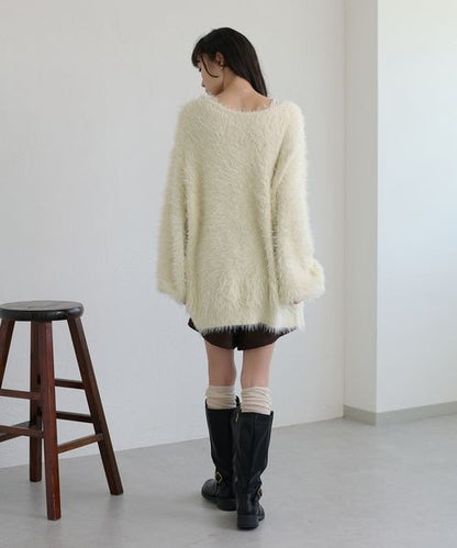 【apres jour clair】アソートレースアップシャギーニット