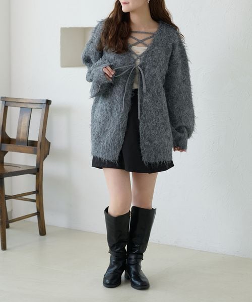 【apres jour clair】アソートレースアップシャギーニット
