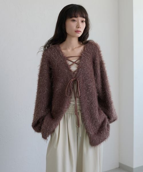 【apres jour clair】アソートレースアップシャギーニット