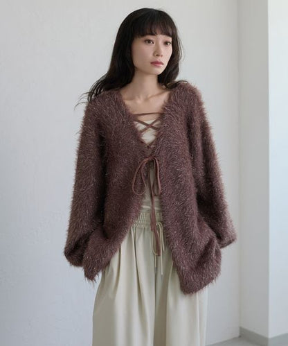 【apres jour clair】アソートレースアップシャギーニット