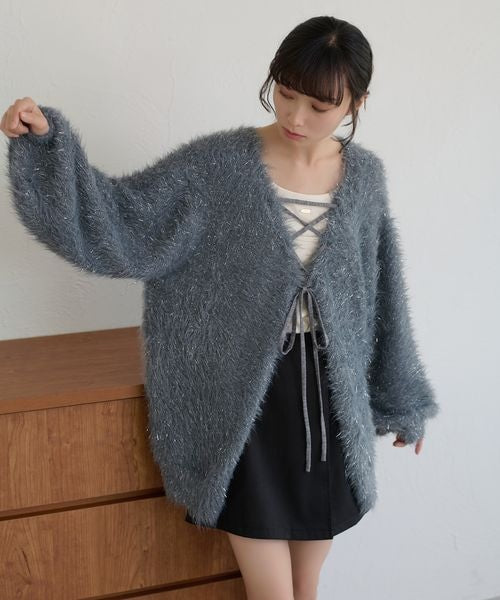 【apres jour clair】アソートレースアップシャギーニット