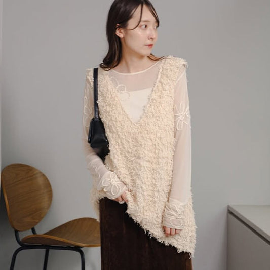 [現貨] Kastane 毛毛長背心