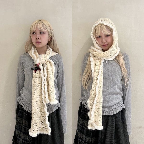 Ray BEAMS Crochet Hooded Scarf