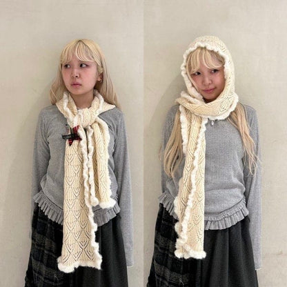 Ray BEAMS Crochet Hooded Scarf
