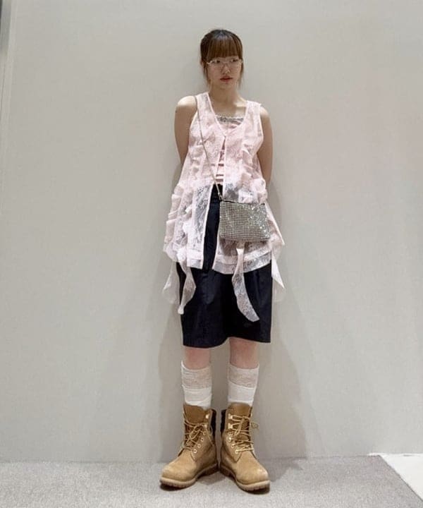 Ray BEAMS 蕾絲荷葉邊長背心