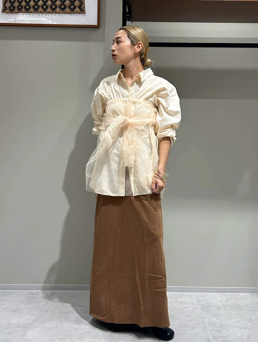 Ungrid 薄紗層次感Shirt [2件SET]