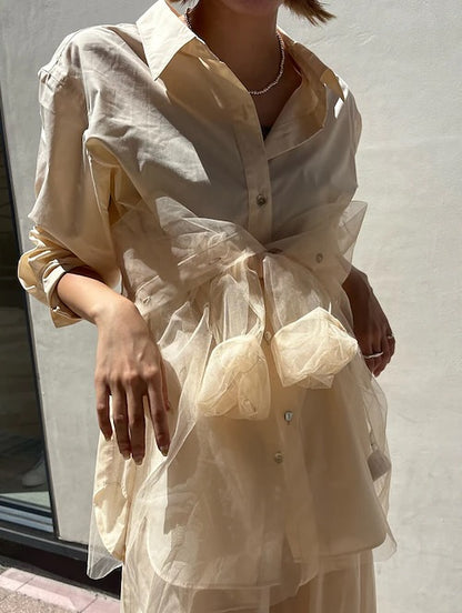 Ungrid 薄紗層次感Shirt [2件SET]