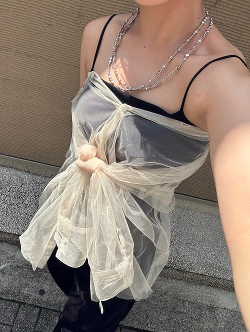 Ungrid 薄紗層次感Shirt [2件SET]