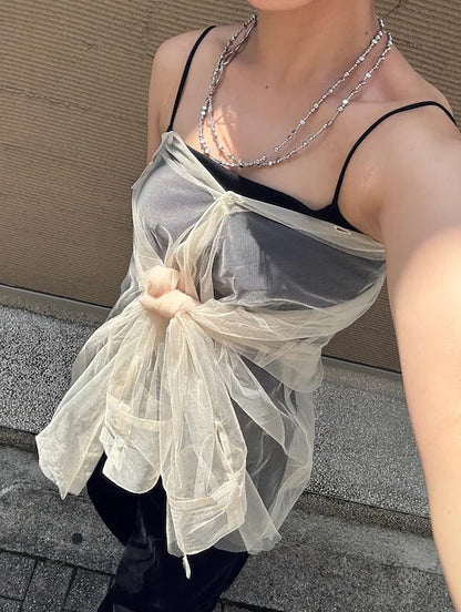 Ungrid 薄紗層次感Shirt [2件SET]