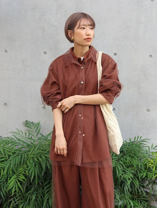 Ungrid 薄紗層次感Shirt [2件SET]