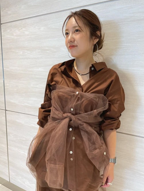 Ungrid 薄紗層次感Shirt [2件SET]